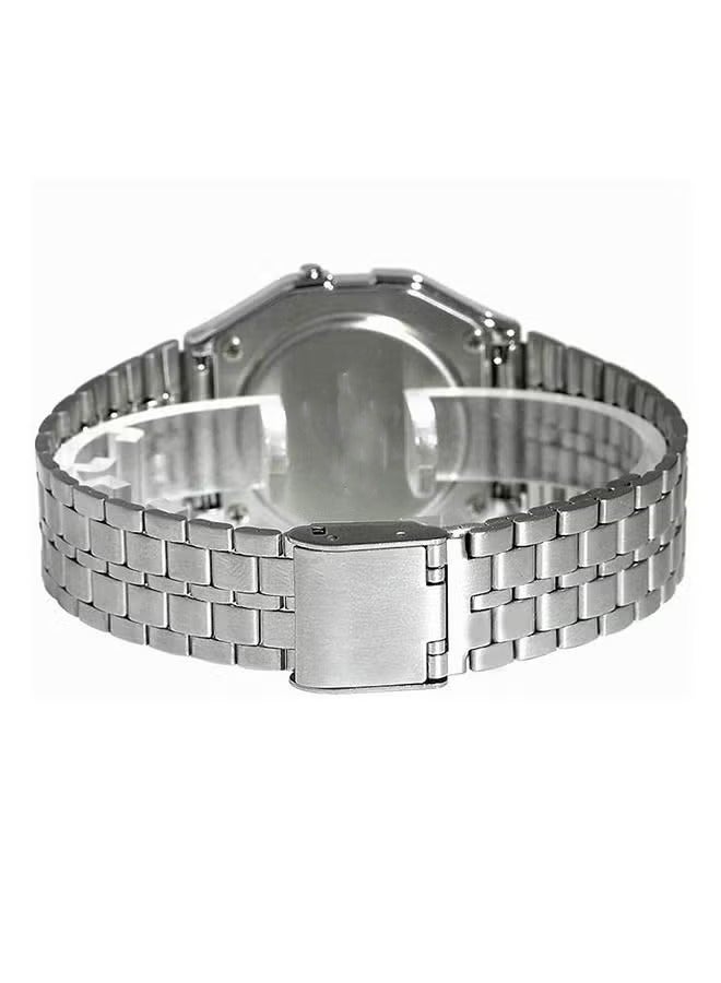 ساعة رقمية مقاومة للماء، ساعة كوارتز مستديرة مع حزام من الفولاذ المقاوم للصدأ، ساعة كوارتز للعرض الرقمي الكلاسيكي 33 ملم - Image 3